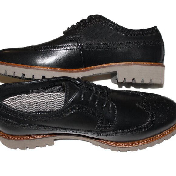 VINCE CAMUTO MEN\'S KAORI BLACK WINGTIP LEATHER DRESS SHOES